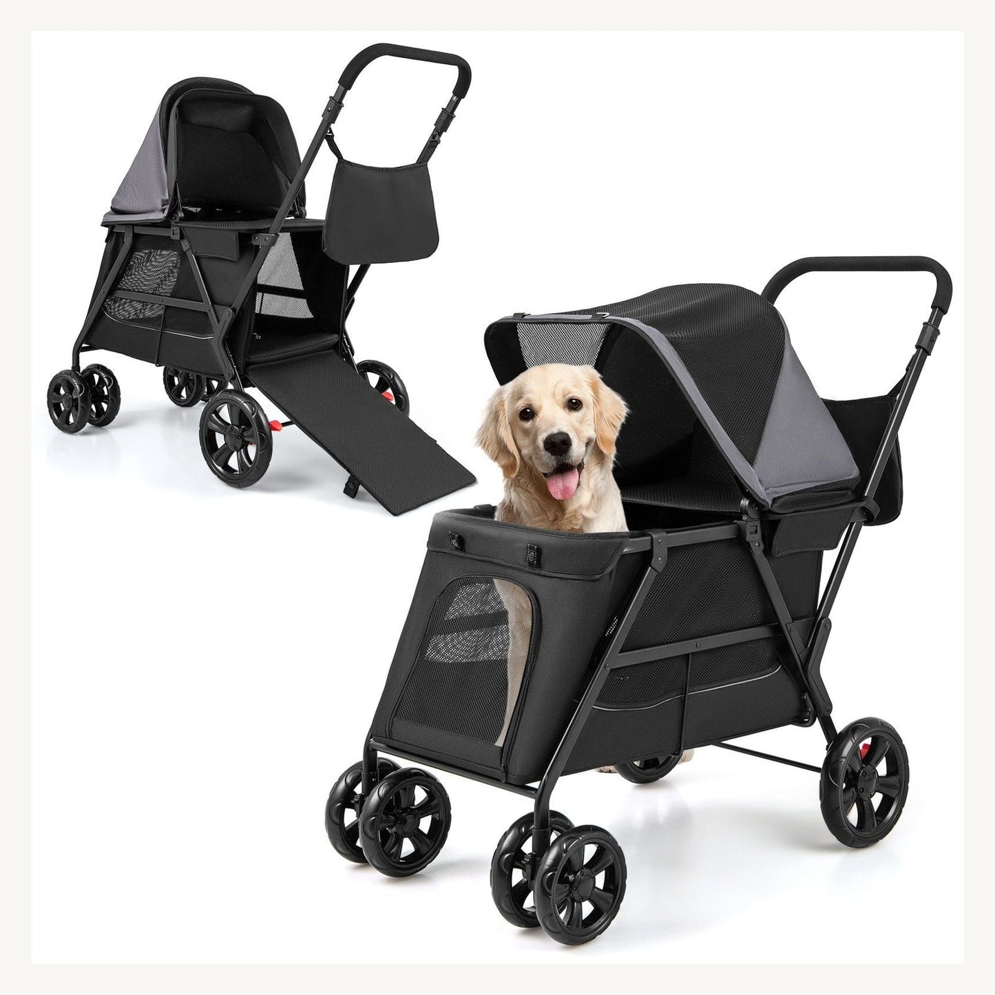 Pawly Dual-Entry Dog Stroller Wagon clean product view