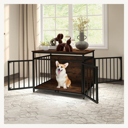 Pawly Three-Door Dog Crate shown in everyday use