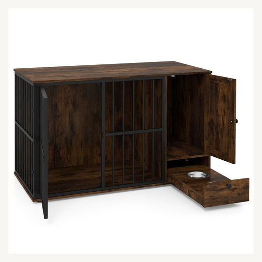 Pawly Dog Crate Furniture with Pull-Out Bowls – product view 1