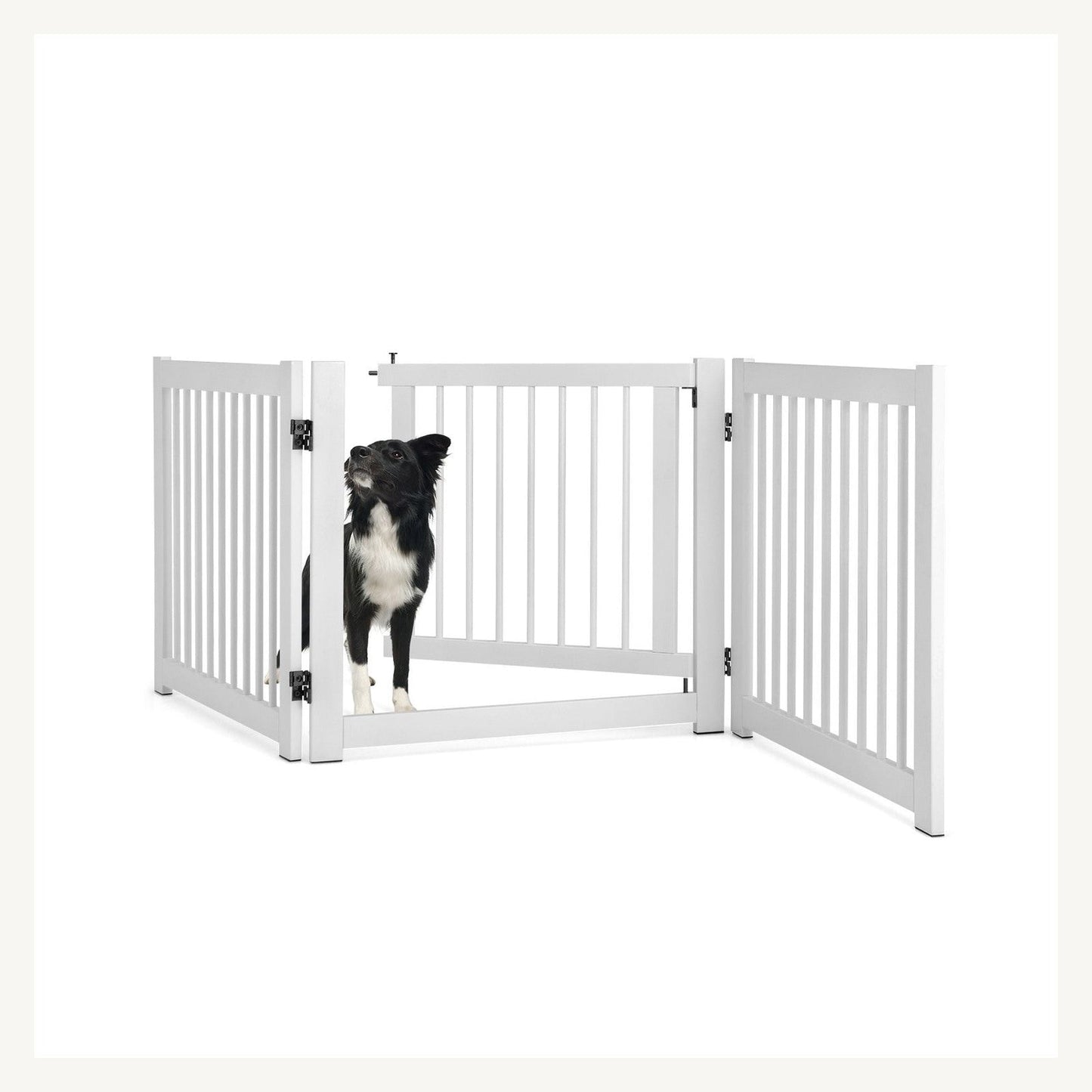 Pawly Foldable Dog Gate with Door shown in everyday use
