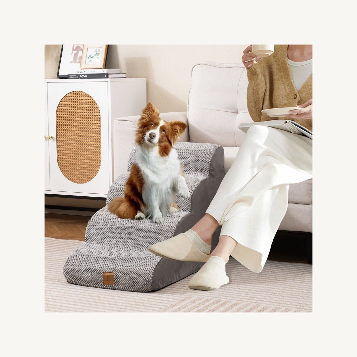 Pawly Four-Tier Foam Dog Ramp key feature detail