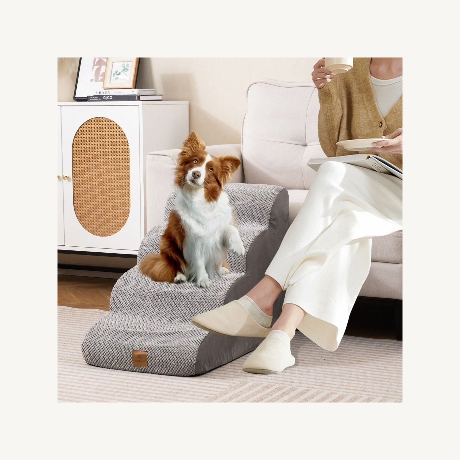 Pawly Four-Tier Foam Dog Ramp key feature detail