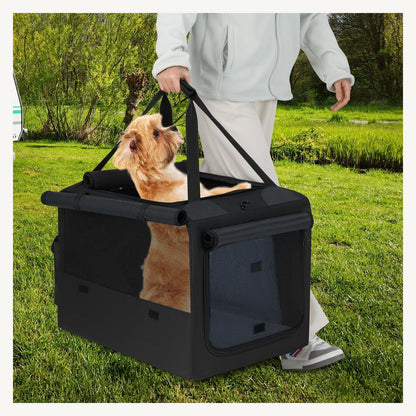 Pawly Foldable Soft-Sided Dog Crate shown in everyday use