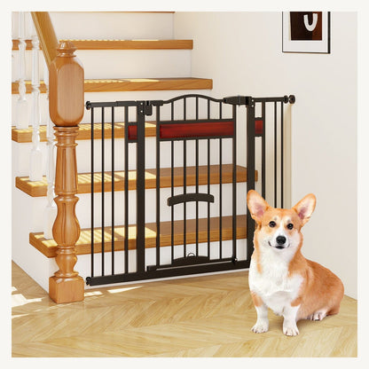Pawly Extra-Wide Walk-Through Dog Gate shown in everyday use