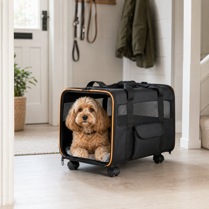 Pawly Rolling Pet Carrier shown in everyday use