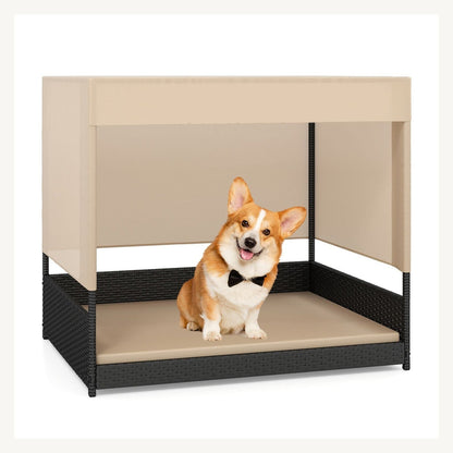 Pawly Elevated Wicker Dog House clean product view