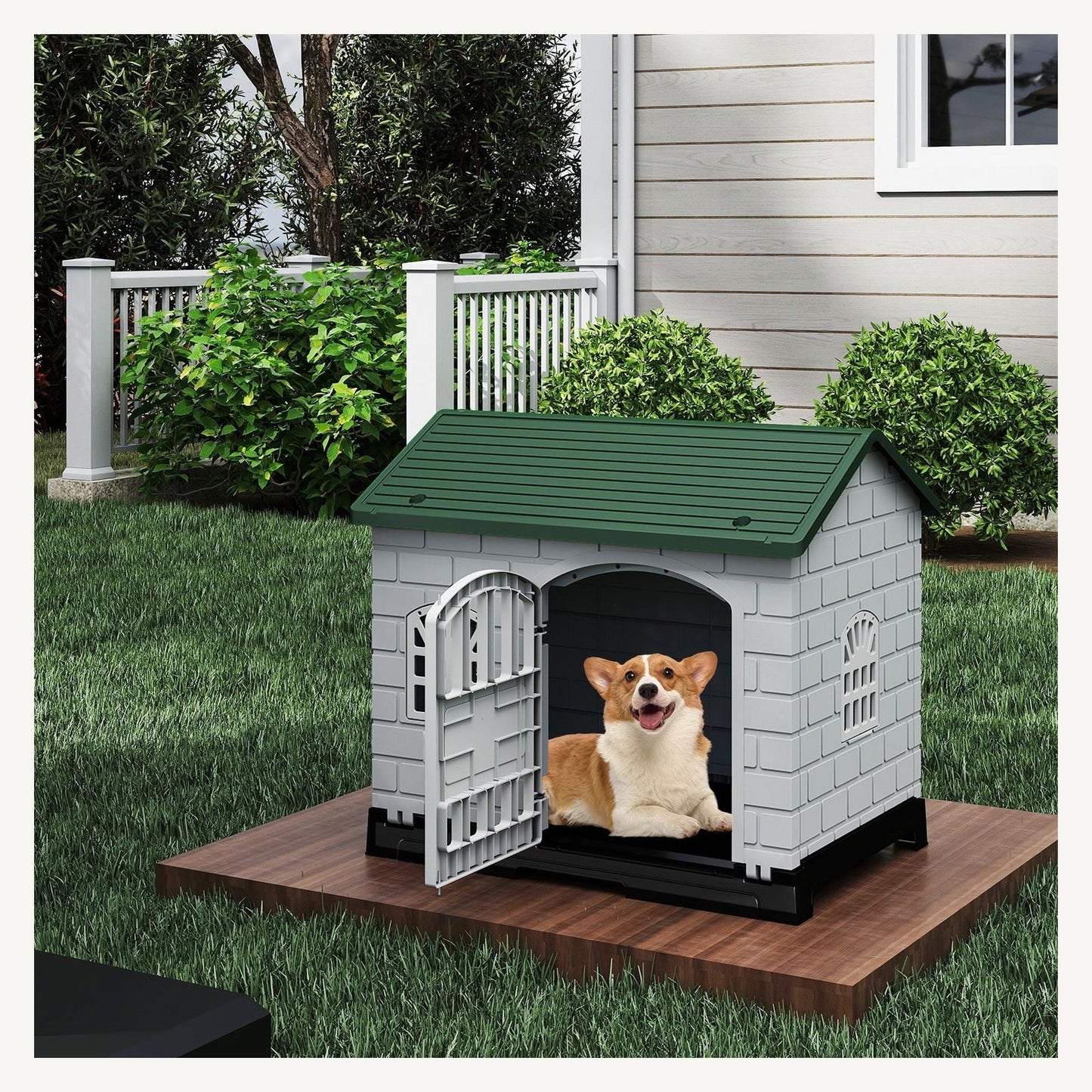 Pawly Weatherproof Pet Shelter with Removable Tray key feature detail