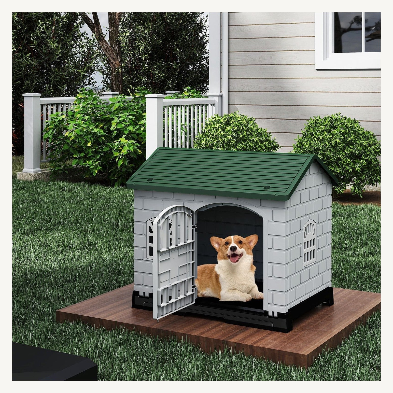 Pawly Weatherproof Pet Shelter with Removable Tray key feature detail