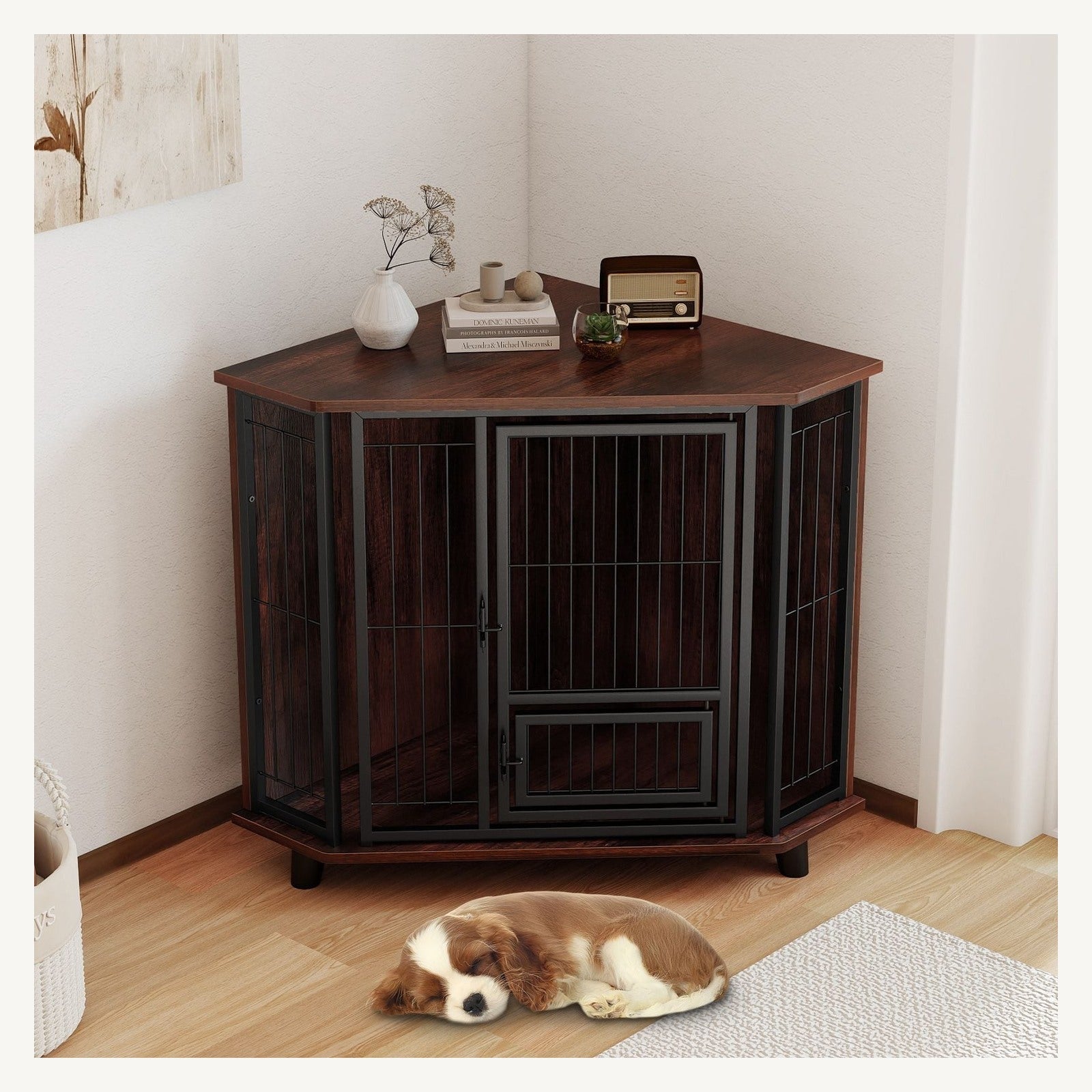 Pawly Corner Dog Crate with Feeding Door – product view 2