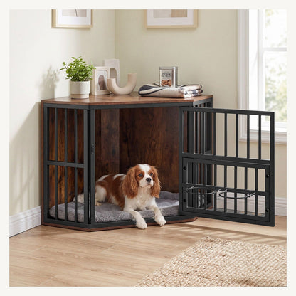 Pawly Dog Crate TV Stand with Bowl Rack – product view 1