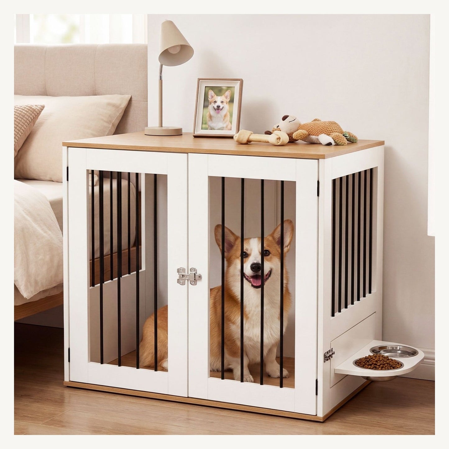 Pawly Dog Crate with Rotating Feeder – product view 4