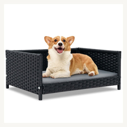 Pawly Handwoven Wicker Dog Bed clean product view