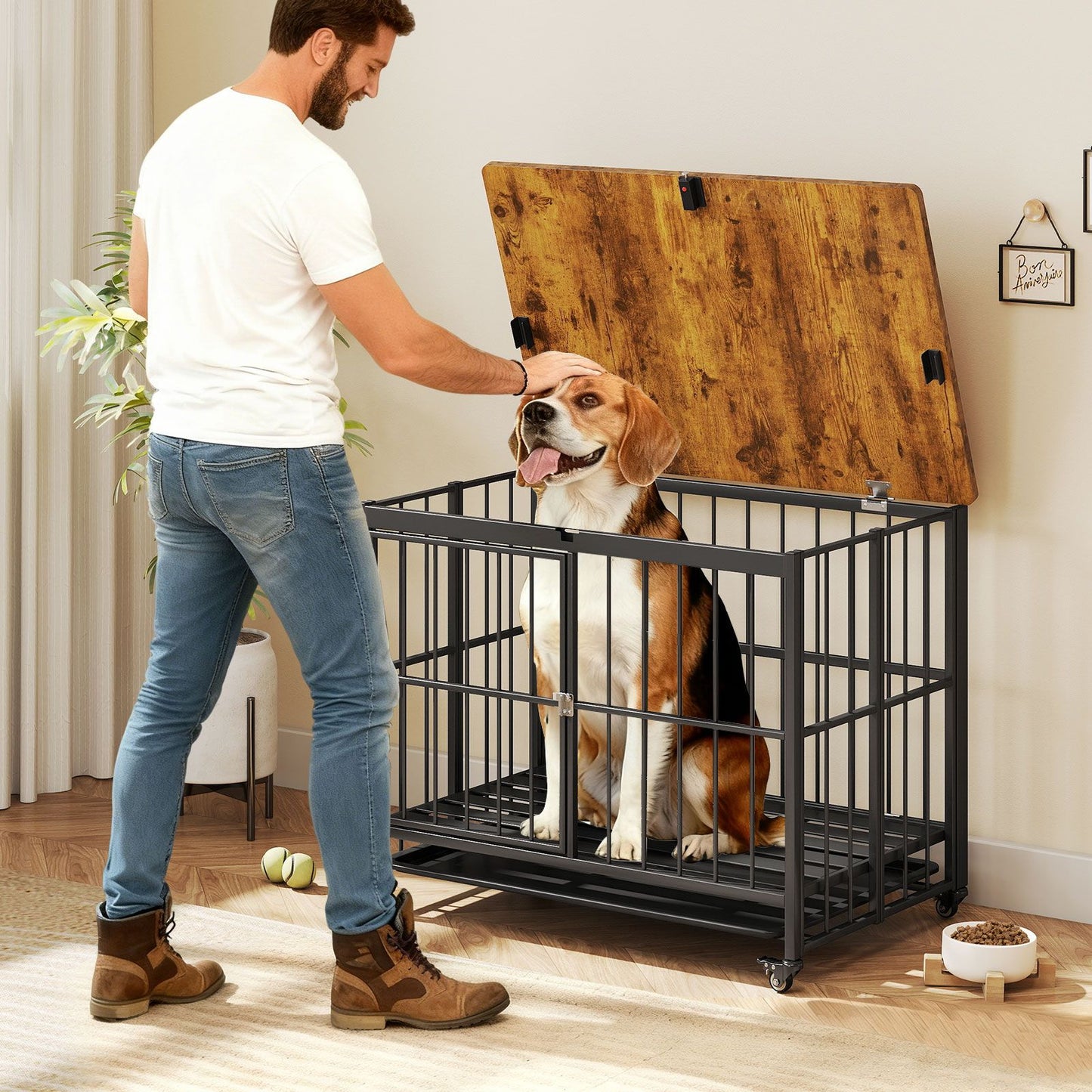 Pawly Foldable Dog Crate Side Table — curated product gallery view 1