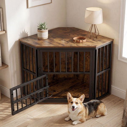 Pawly Dog Crate TV Stand with Bowl Rack — curated product gallery view 1