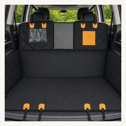 Pawly Waterproof Dog Car Seat Cover protecting a car boot